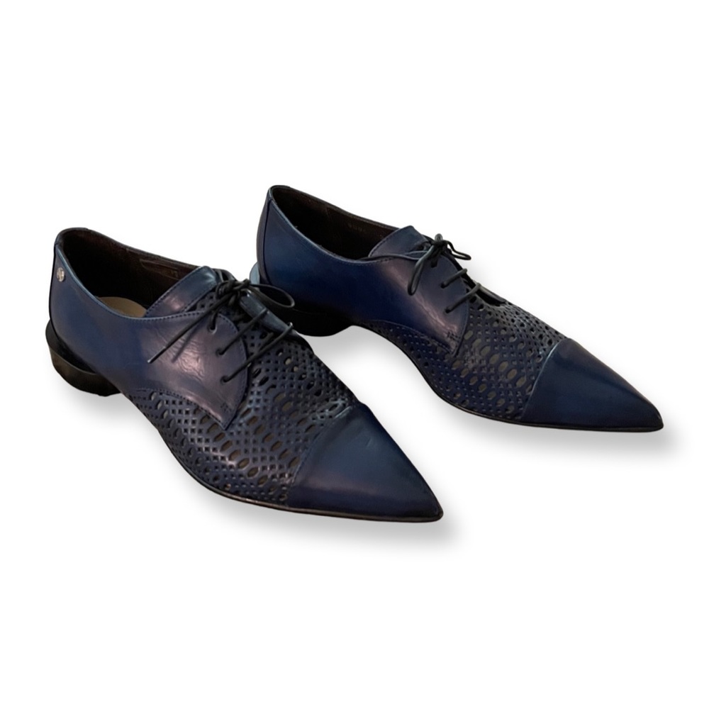 CAPEZZANI Blue Leather Loafers, size 38(IT)/7